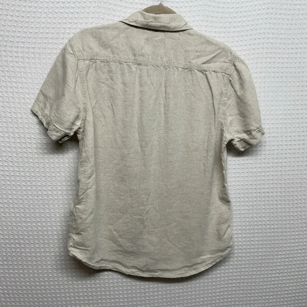 It's LINEN Button Down Shirt Women's Size XL Beige Short‎ Sleeve Safari Travel